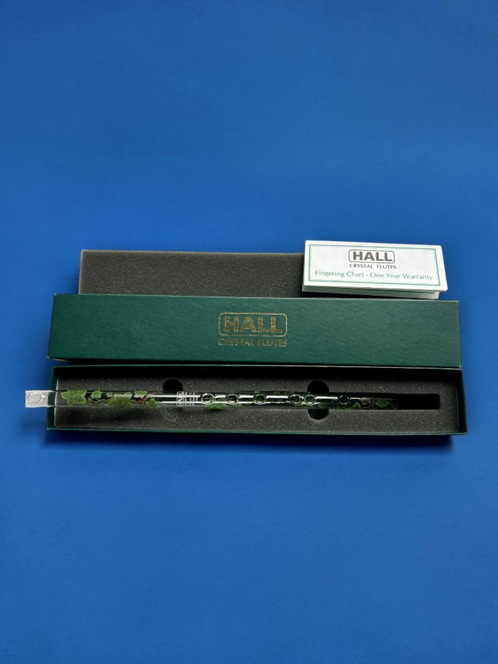 RARE Hall Crystal Glass Flute - #0102 Carolina  Piccolo  in C - Green Ivy -  NOS